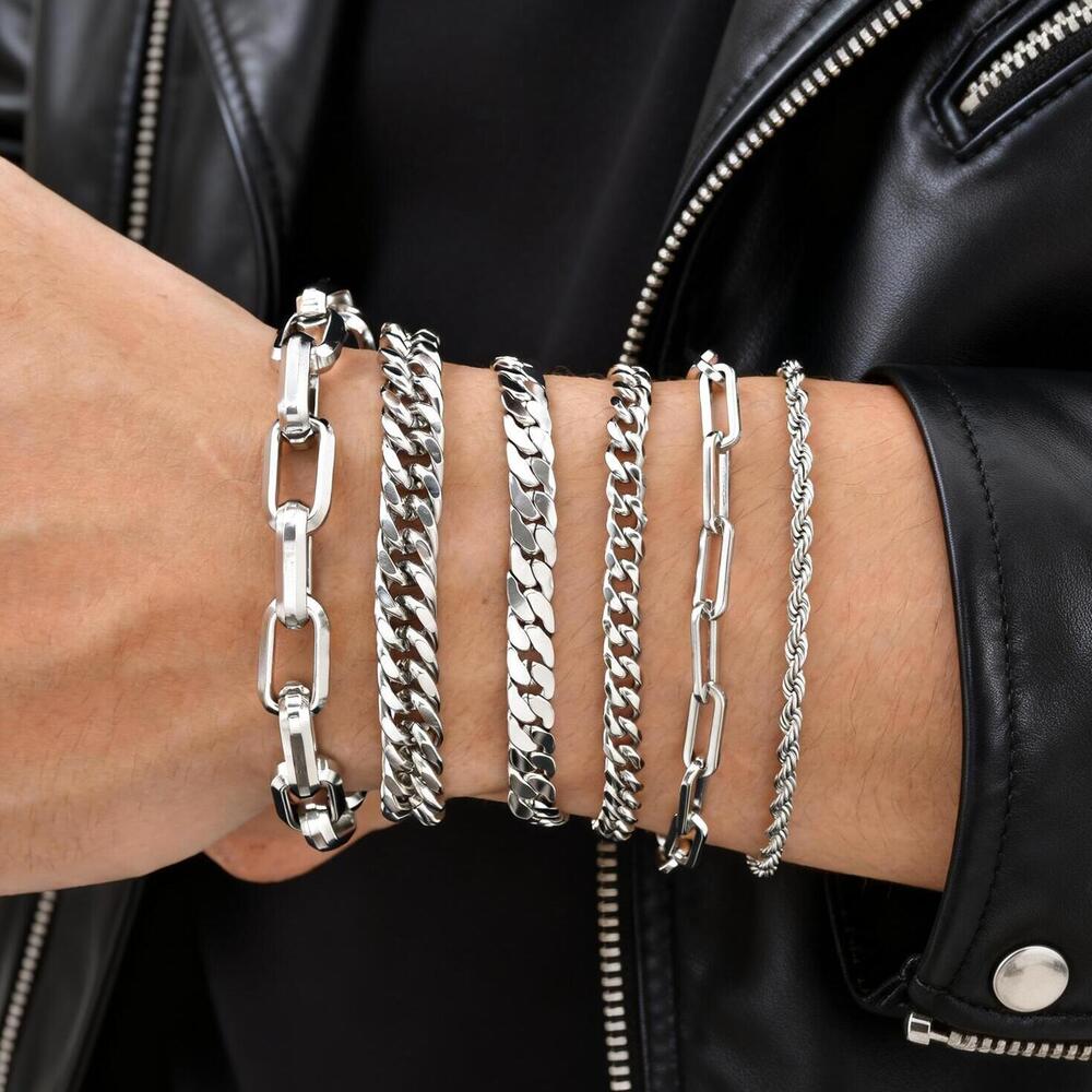 Ceramic Link Bracelet - Pulseiras de Cadeia Masculinas em Cor