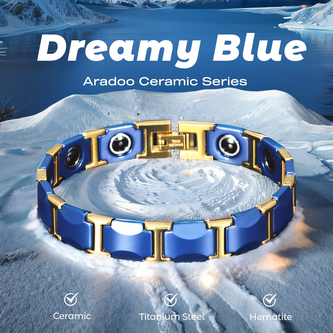 Ceramic Link Bracelet - Pulseira de cerâmica azul sonhadora, aço