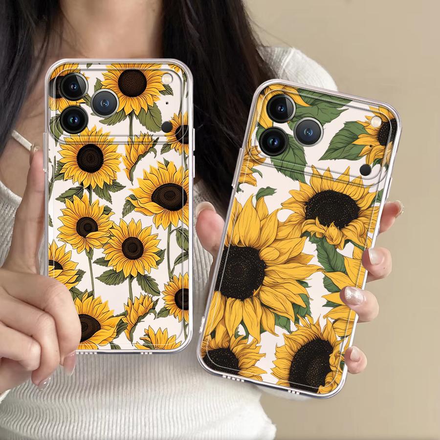 Apple Iphone 16 - Capa Transparente com Estampa de Girassol