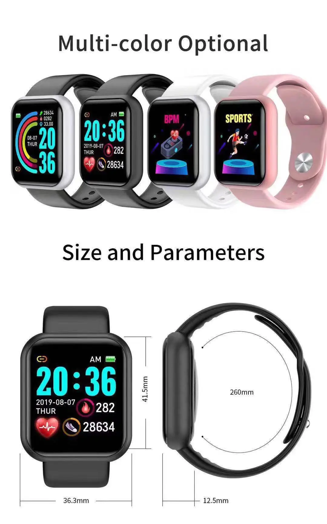 Smartwatch Touch - Relógio Inteligente D20 Pro para Homens