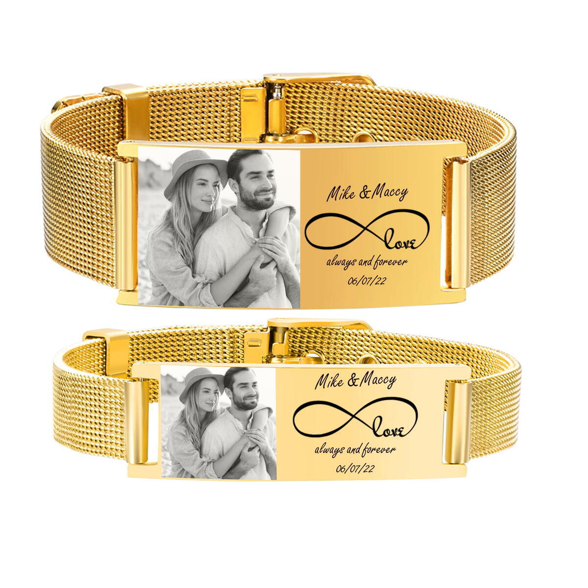 Stainless Mesh Band - Pulseira de identificação personalizada para mulheres