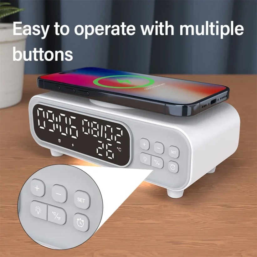 Wireless Charger Watch - 15w carregador sem fio tempo despertador