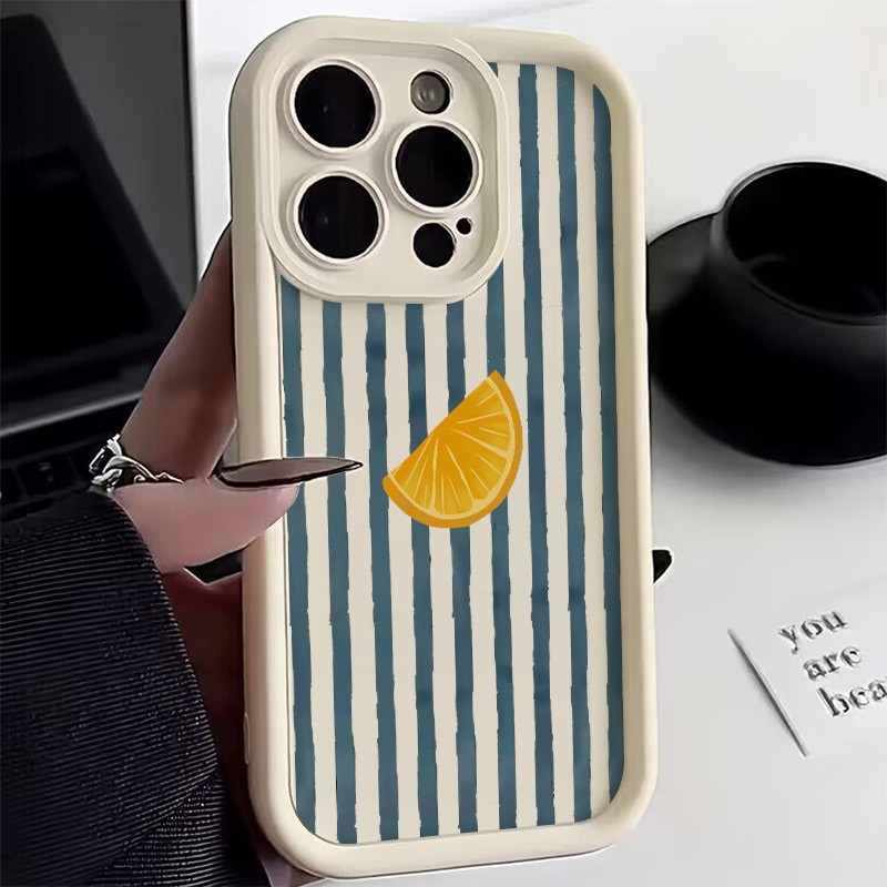 Apple Iphone 16 - Listrado limão fatia padrão caso de