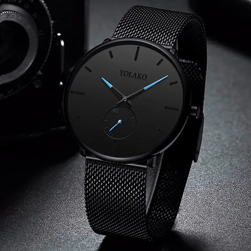 Stainless Mesh Band - YOLAKO Moda Masculina Minimalista Relógios Homens