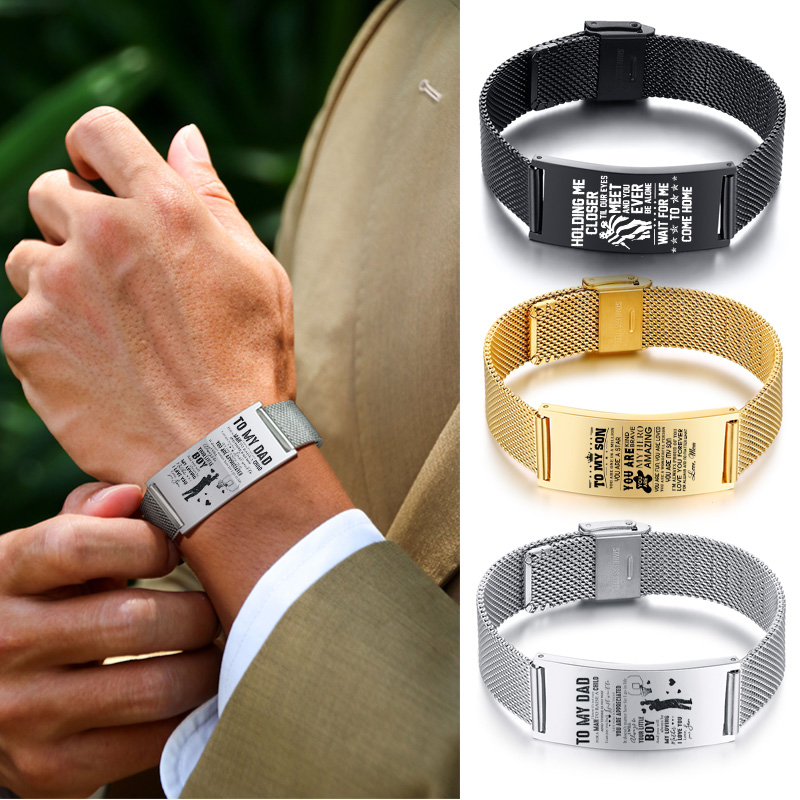 Stainless Mesh Band - Pulseira masculina com natureza de malha,