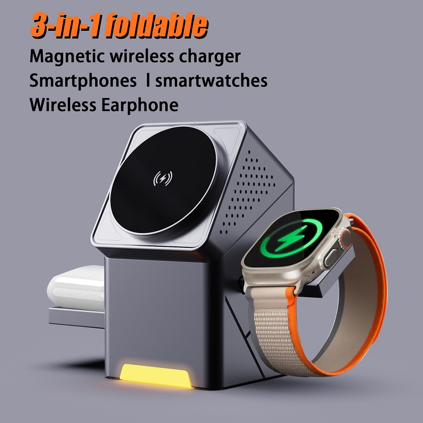 Wireless Charger Watch - Carregador Sem Fio Magnético 3 em