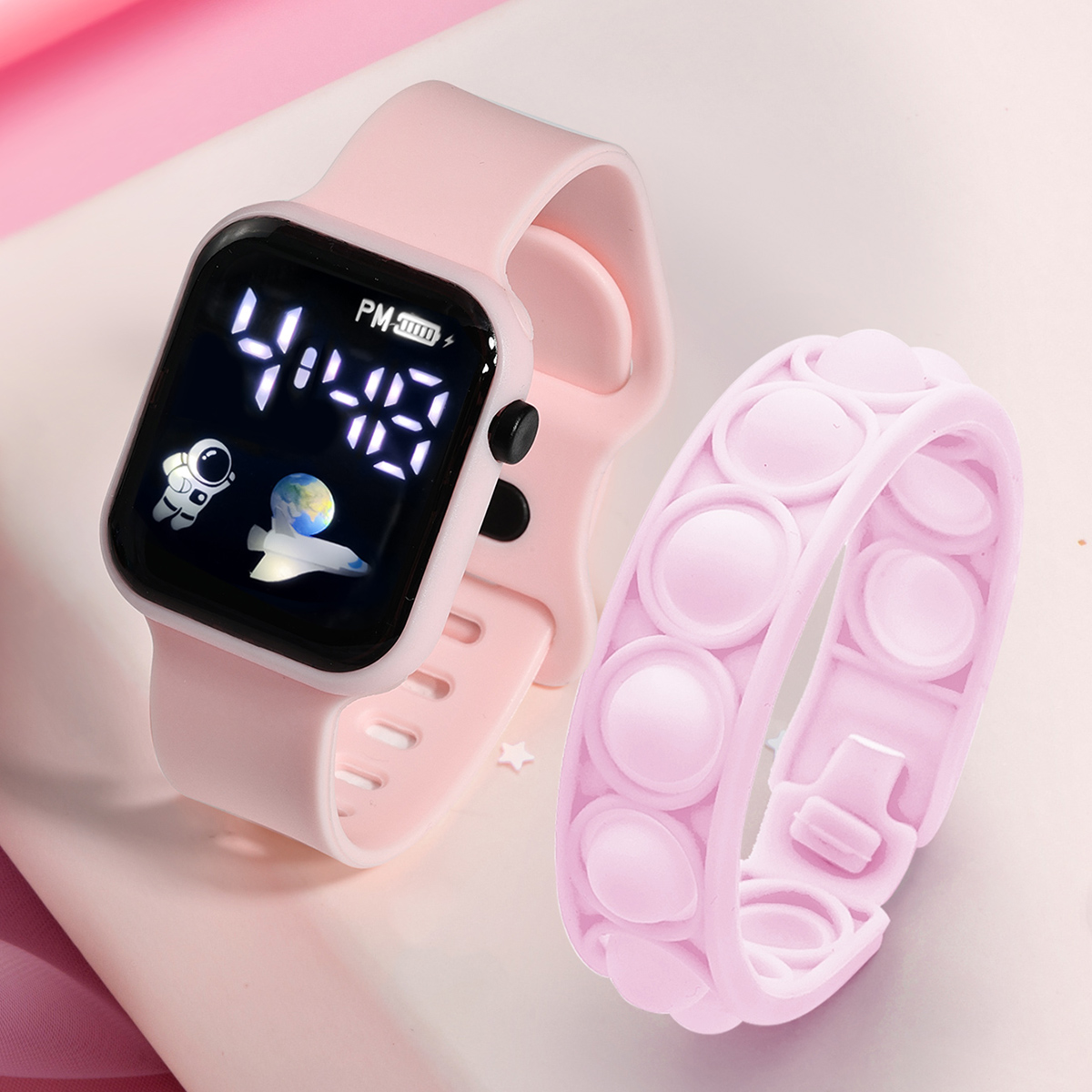 Smartwatch Touch - Relógio eletrônico esportivo infantil, pulseira simples