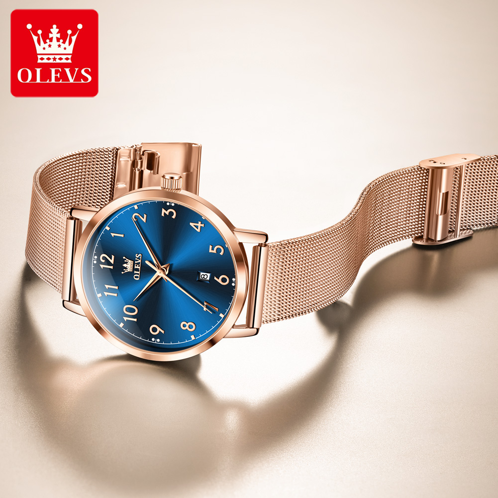 Olevs 5653 mulher relógios ele - Stainless Mesh Band avaliação e preço