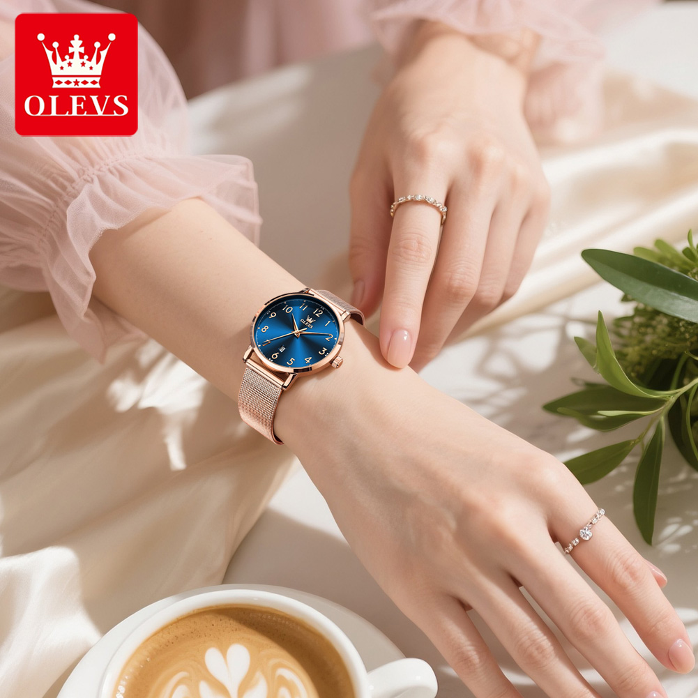 Olevs 5653 mulher relógios ele - Stainless Mesh Band avaliação e preço