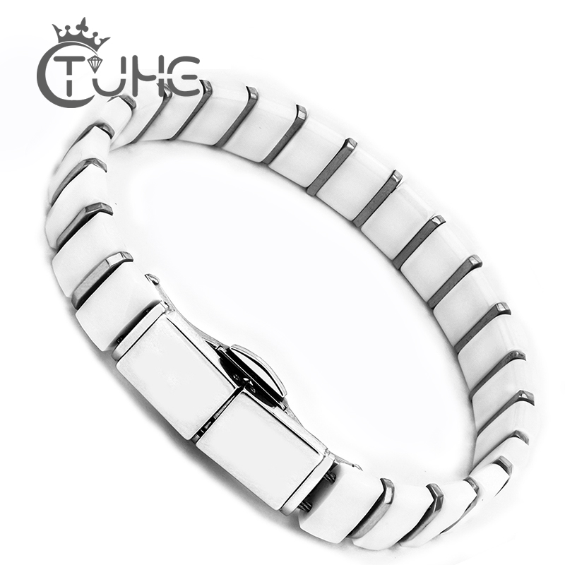 Branco preto masculino saúde p - Ceramic Link Bracelet avaliação e preço