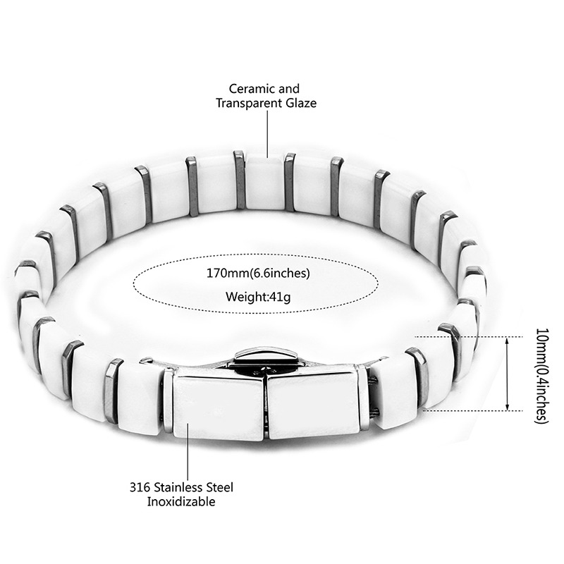 Branco preto masculino saúde p - Ceramic Link Bracelet avaliação e preço