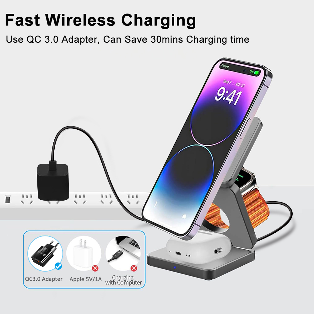 Carregador sem fio 3 em 1 Esta - Wireless Charger Watch avaliação e preço
