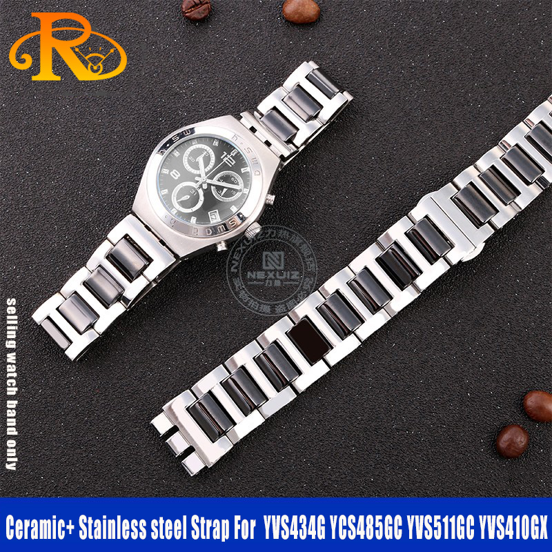 For Swatch Ceramic+ Stainless  - Ceramic Link Bracelet avaliação e preço