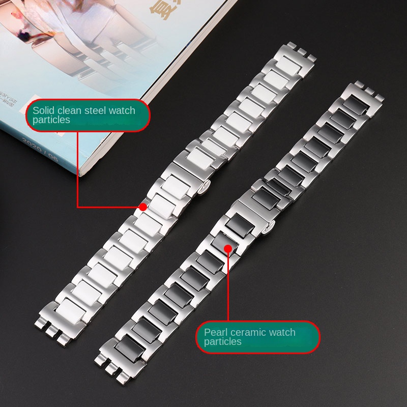 For Swatch Ceramic+ Stainless  - Ceramic Link Bracelet avaliação e preço