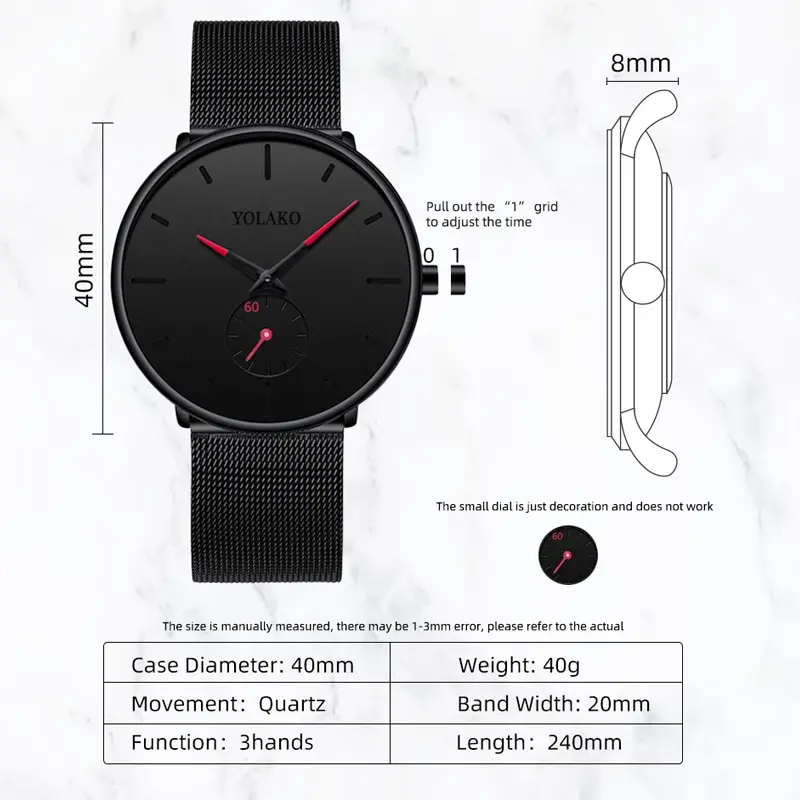 YOLAKO Moda Masculina Minimali - Stainless Mesh Band avaliação e preço
