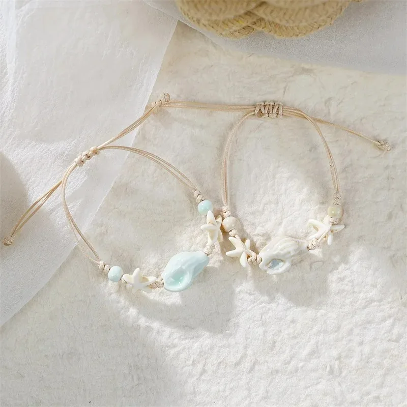 Boêmio concha estrela do mar c - Ceramic Link Bracelet avaliação e preço