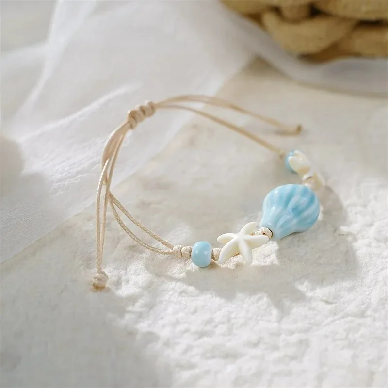Boêmio concha estrela do mar c - Ceramic Link Bracelet avaliação e preço
